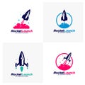 Set of Rocket launch logo design vector concept, Rocket advance technology logo template, Icon symbol, Creative design Royalty Free Stock Photo