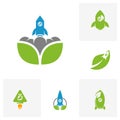 Set of Rocket leaf logo icon vector template, Creative design, Symbol Royalty Free Stock Photo