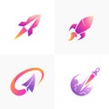 Set rocket logo vector, modern style design, up logos Royalty Free Stock Photo