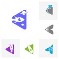 Set of Rocket Play logo icon vector template, Creative design, Symbol
