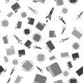Set Rocket ship with fire, Document folder, Smart Tv and Processor with microcircuits CPU on seamless pattern. Vector