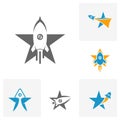 Set of Rocket Star logo icon vector template, Creative design, Symbol Royalty Free Stock Photo