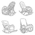 Set with rocking chairs isolated on white background. Sketch a comfortable chair. Vector Royalty Free Stock Photo