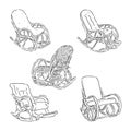 Set with rocking chairs isolated on white background. Sketch a comfortable chair. Vector Royalty Free Stock Photo