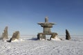 Set of rocks and a inuksuk or inukshuk found near Churchill