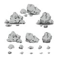 Set of rocks and stones in cartoon style isolated on white background. Royalty Free Stock Photo