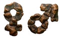 Set of rocky symbols female and male. Font of stone on white background. 3d