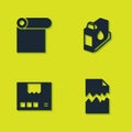 Set Roll of paper, Torn document, Carton cardboard box and Printer ink cartridge icon. Vector Royalty Free Stock Photo