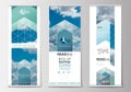 Set of roll up banner stands, blue flat design templates, abstract geometric style Royalty Free Stock Photo