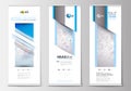 Set of roll up banner stands, flat design templates, abstract geometric style, business concept, corporate vertical Royalty Free Stock Photo