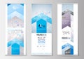 Set of roll up banner stands, flat design templates, abstract geometric style, business concept, corporate vertical Royalty Free Stock Photo