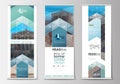 Set of roll up banner stands, flat templates, geometric style, business concept, corporate vertical flyers. Abstract Royalty Free Stock Photo