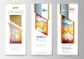 Set of roll up banner stands, flat templates, geometric style, modern business concept, corporate vertical flyers Royalty Free Stock Photo