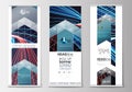 Set of roll up banner stands, flat templates, geometric style, modern business concept, corporate vertical flyers Royalty Free Stock Photo