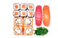 Set of rolls, roll California, roll salmon, sushi salmon, sushi tuna Royalty Free Stock Photo