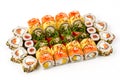 set of rolls with salmon shrimp avocado on white background for online food delivery website 7 Royalty Free Stock Photo