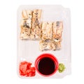 Set of rolls wasabi sushi ginger soy sauce Royalty Free Stock Photo