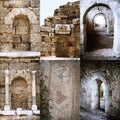 Set of Roman open and immured arch doorways in