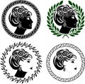 Set of roman woman profiles