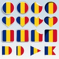 Set of Romania flags in a flat design