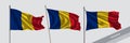 Set of Romania waving flag on isolated background vector illustration