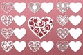 Set of romantic greeting cards for laser cutting. Suitable for birthday, Valentine`s day, wedding invitation. Royalty Free Stock Photo