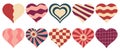 Set of romantic groovy hearts . Modern retro design elemtns in 60s, 70s stale.Vector illustration