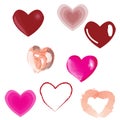 Set of romantic heart icons.