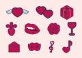 Set of romantic icons