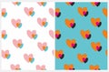 Pink and Blue Romantic Seamless Vector Patterns with Tiny Hand Drawn Hearts. Royalty Free Stock Photo
