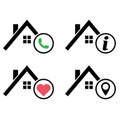 Set of Roofs house silhouette icon, city concept template panorama, landscape vector illustration Royalty Free Stock Photo