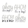 Set of 4 rope hand lettering Ahoy Its A Boy Royalty Free Stock Photo