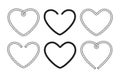 Set of rope heart frames. Black and white
