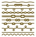 Set of Rope and knots. Decorative elements.