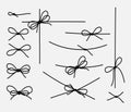 Set of rope knots, marine knots, bows, vector illustration Royalty Free Stock Photo