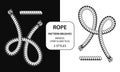 Set of 4 rope pattern brushes with 2 different styles of ends. Black and white Royalty Free Stock Photo