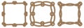 Set of rope square frames with knots and loops Royalty Free Stock Photo