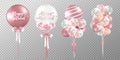 Set of rose gold balloons on transparent background Royalty Free Stock Photo