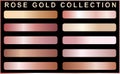 Set of rose gold gradients collection. Foil texture backgrounds. Royalty Free Stock Photo
