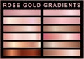 Set of rose gold gradients collection. Foil texture backgrounds. Royalty Free Stock Photo