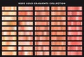 Set of rose gold gradients collection. Foil texture backgrounds. Elegant, shiny and bright gradient collection.