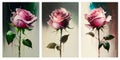 Set of rose painting flowers. red and rose floral canvas wall art.