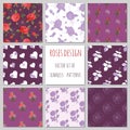 Set of roses patterns in violet