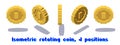 Set of rotating pixel coins for game or app animation