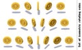 Set of rotating pixel coins for game or app animation