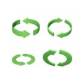 Set of rotation arrows looping in circle for app or web interfaces. Green refresh icon isolated on white background Royalty Free Stock Photo