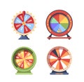 Set of Roulette Fortune Spinning, Casino Money Games, Bankrupt Or Lucky Graphic Elements. Fortune Wheels