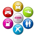 Set of round 3D transport buttons Royalty Free Stock Photo