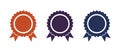 Set of round award badges with ribbons, flat design icons