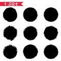 set of round black stickers ink blots isolates on white background Royalty Free Stock Photo